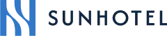 Logo "SUNHO TEL" auf wei&szlig;em und blauem Hintergrund